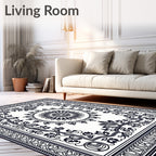 Classic Floral Medallion Border Design Rug
