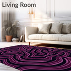 Abstract Swirling Purple Lines Pattern Rug