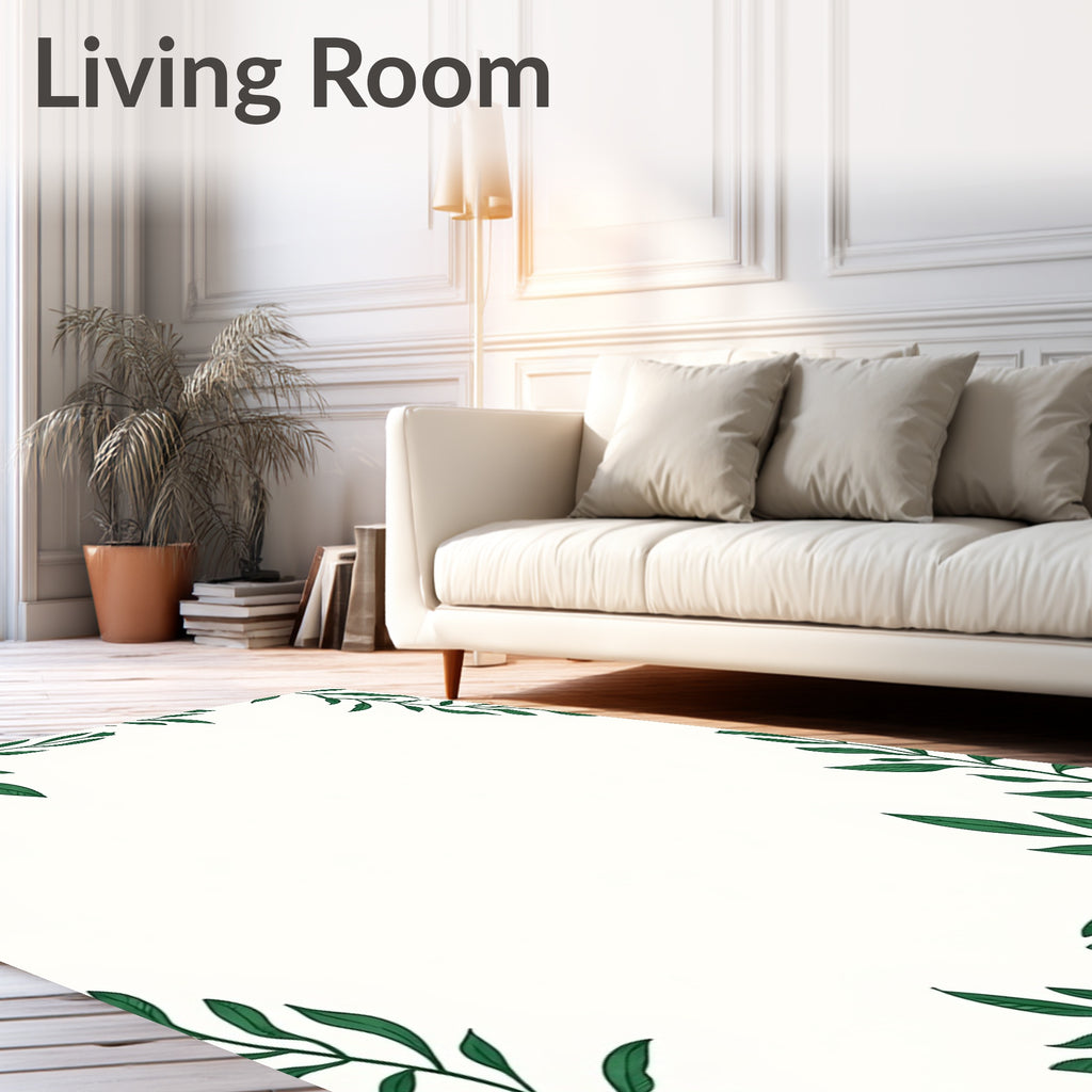 Green Leaf Vines Corner Design Rug