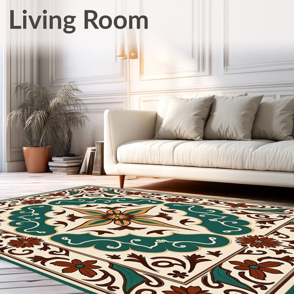 Floral Swirl Inspired Medallion Rug