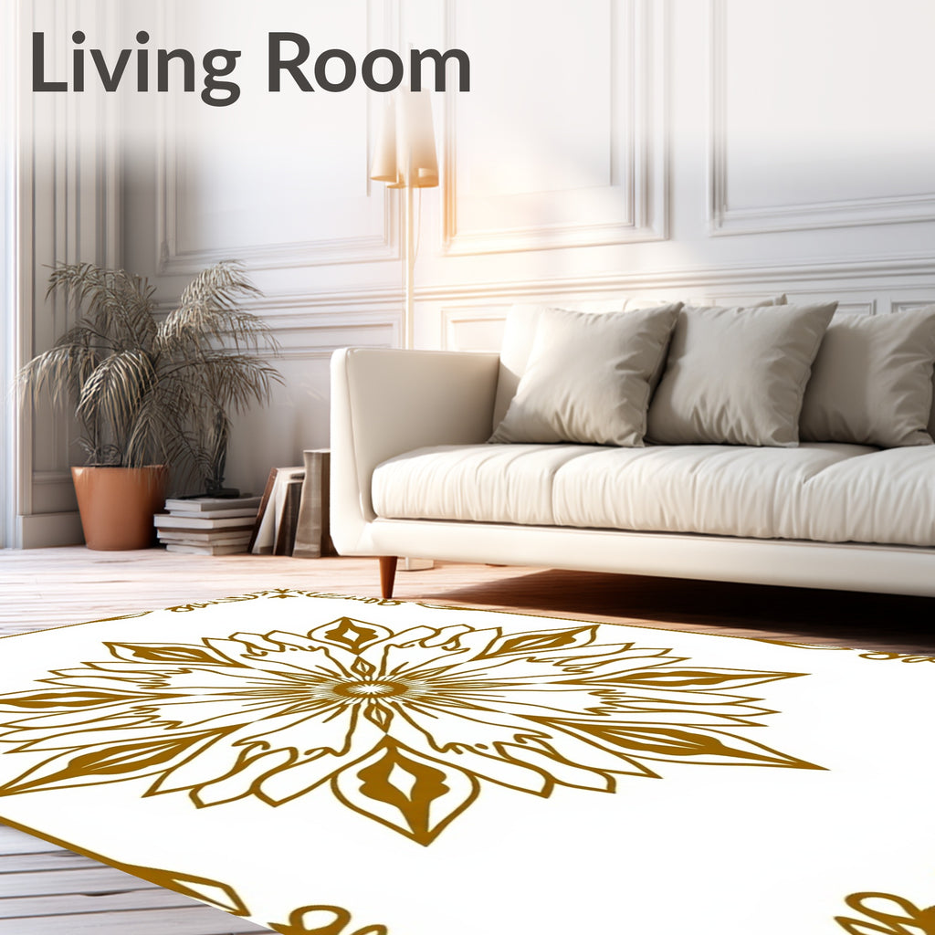 Elegant Floral Sunburst Motif Rug