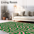 Whimsical Candy Cane Swirls Green Rug