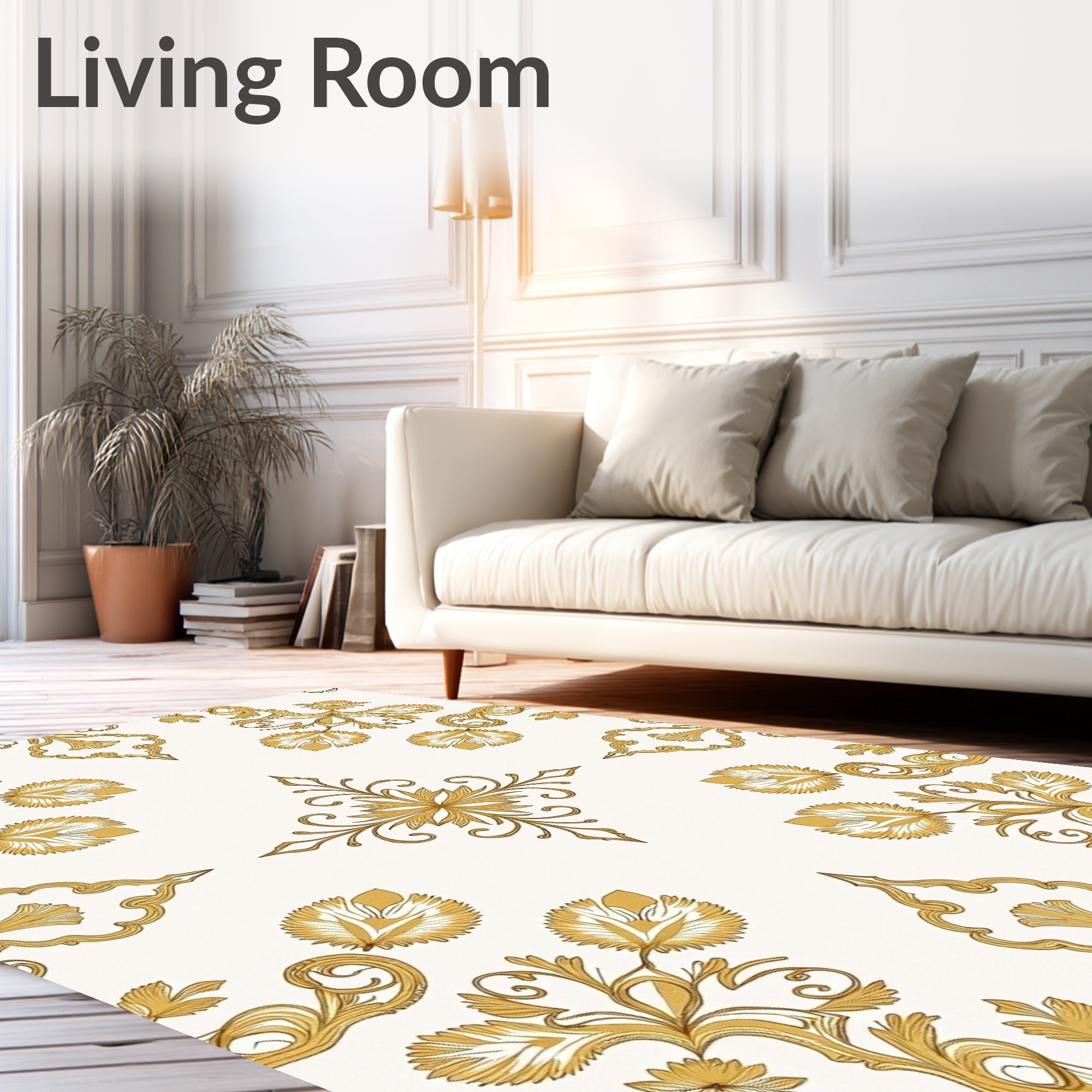 Ornate Floral Damask Pattern Rug