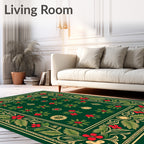 Christmas Red Holly Foliage Ornaments Rug
