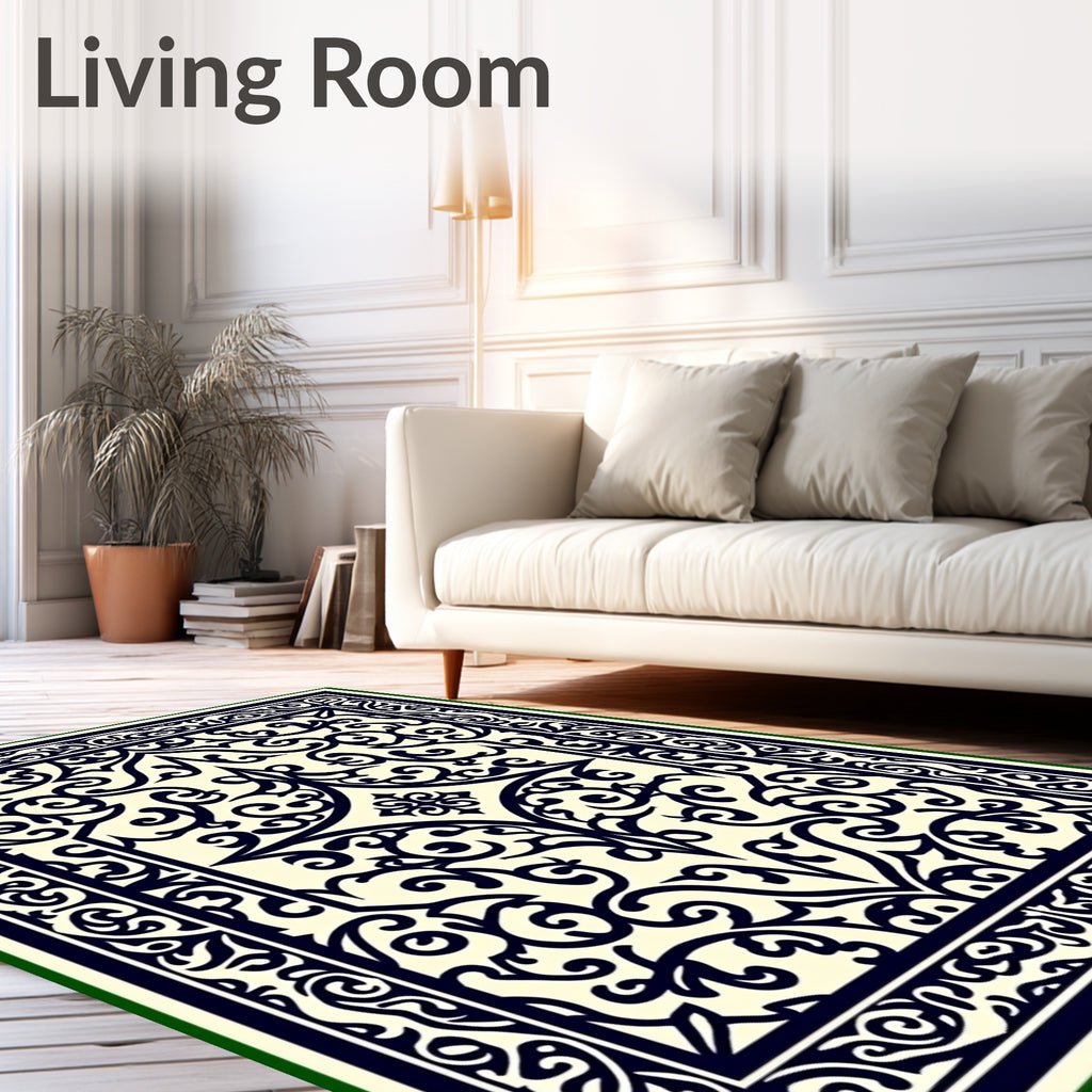 Ornate Noir Arabesque Inspired Design Rug