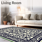 Ornate Noir Arabesque Inspired Design Rug