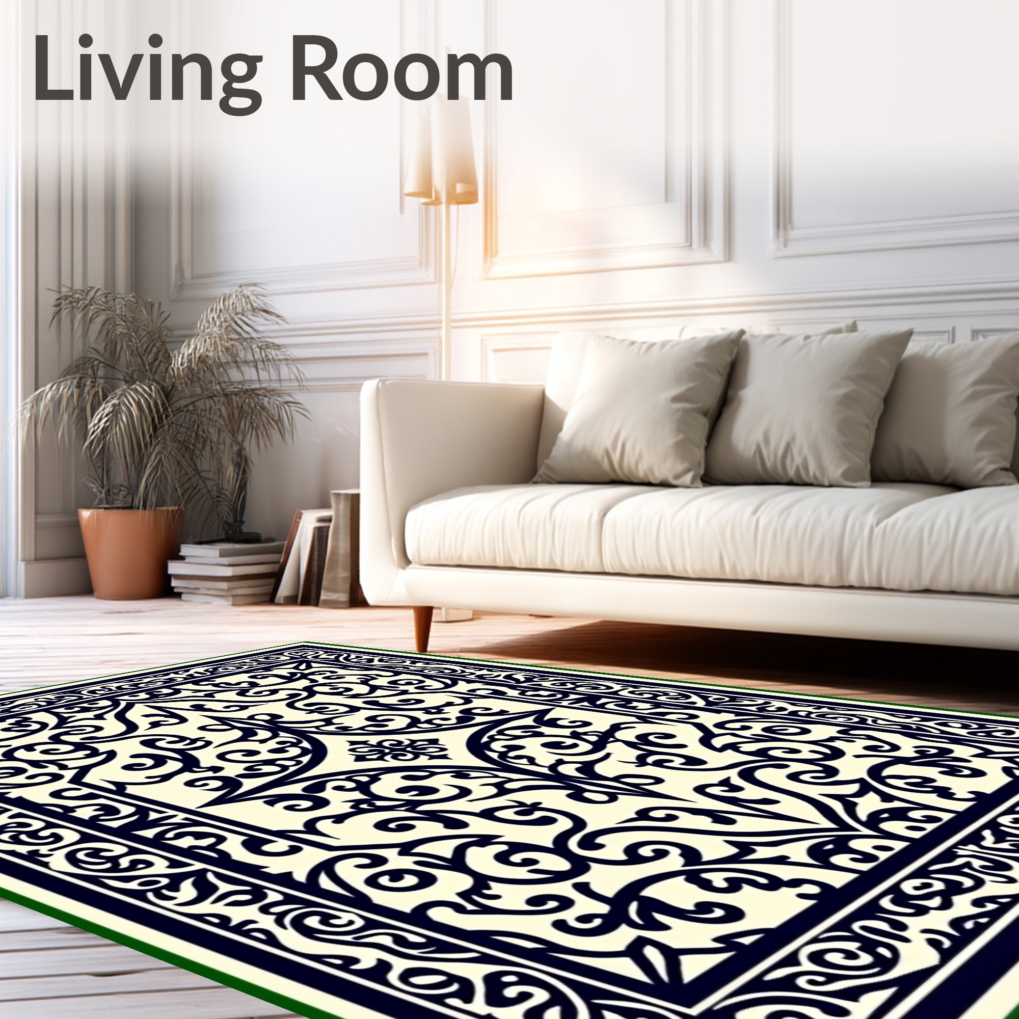 Ornate Noir Arabesque Inspired Design Rug