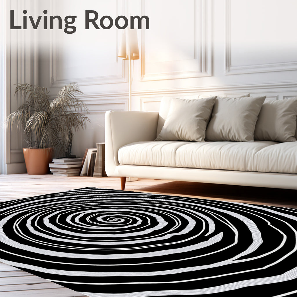 Concentric Swirl Abstract Design Rug