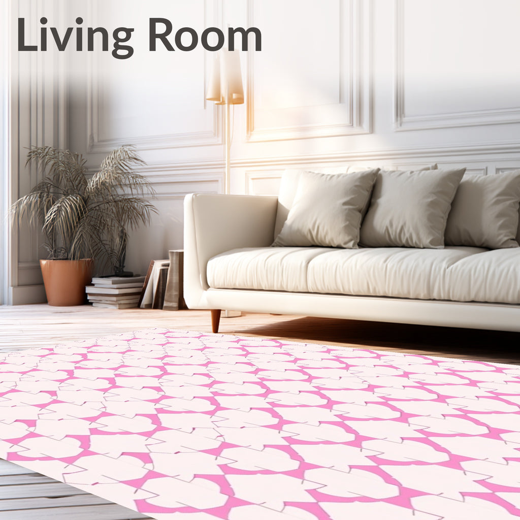 Delicate Pink Geometric Interlocking Pattern Rug