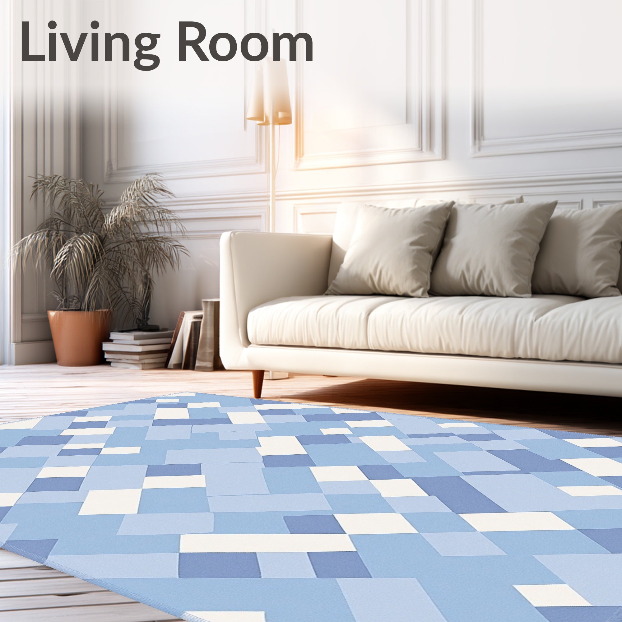 Modern Abstract Geometric Blue Shades Rug