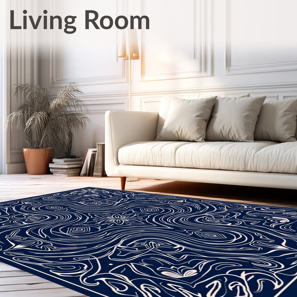 Ornate Swirling Floral Pattern Rug