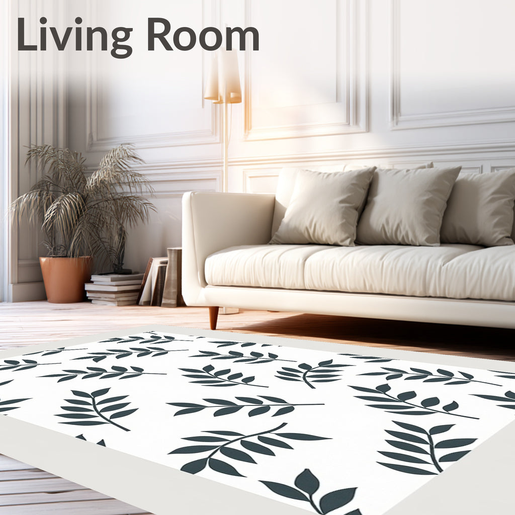 Modern Leaf Patterned Contemporary Rug