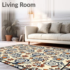 Mid Century Floral Swirl Pattern Rug