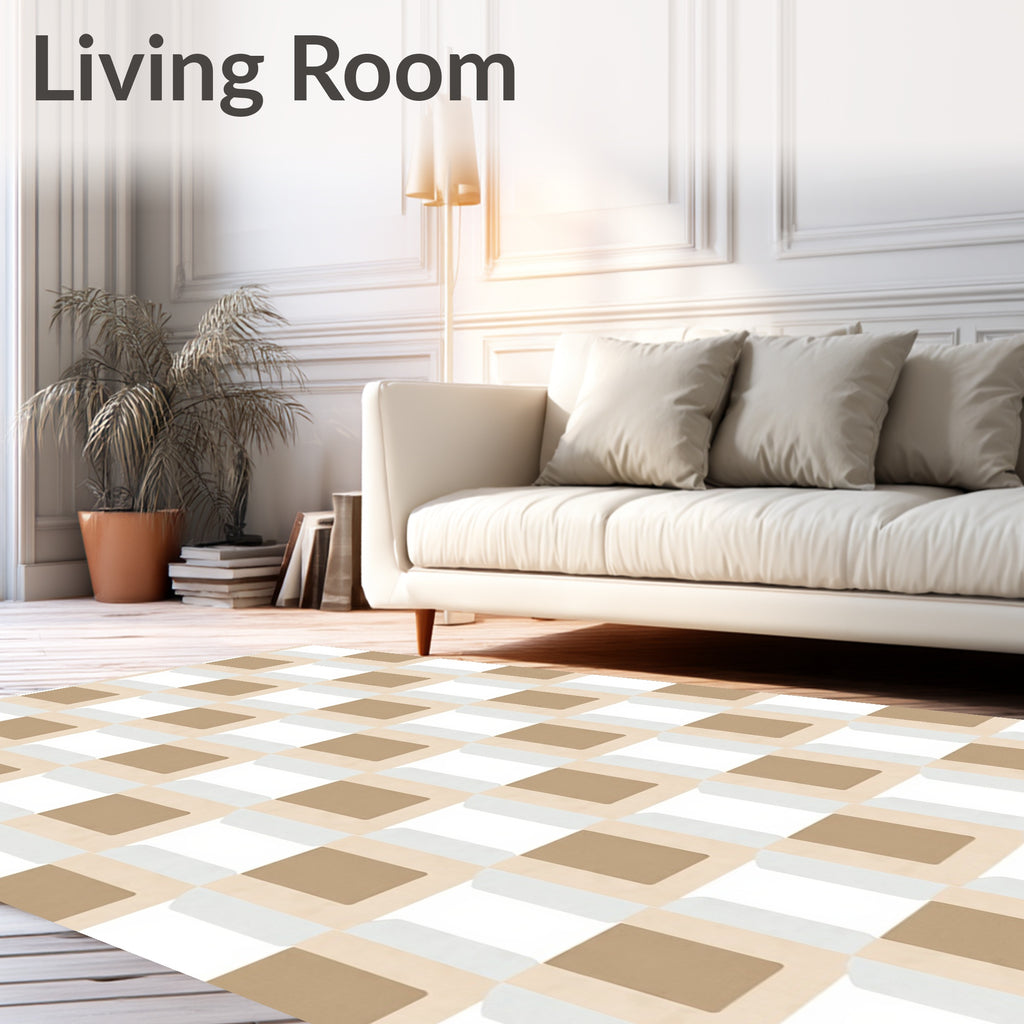 Geometric Basketweave Neutral Tones Rug