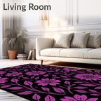 Floral Vines Pattern With Purple Flowers Rug