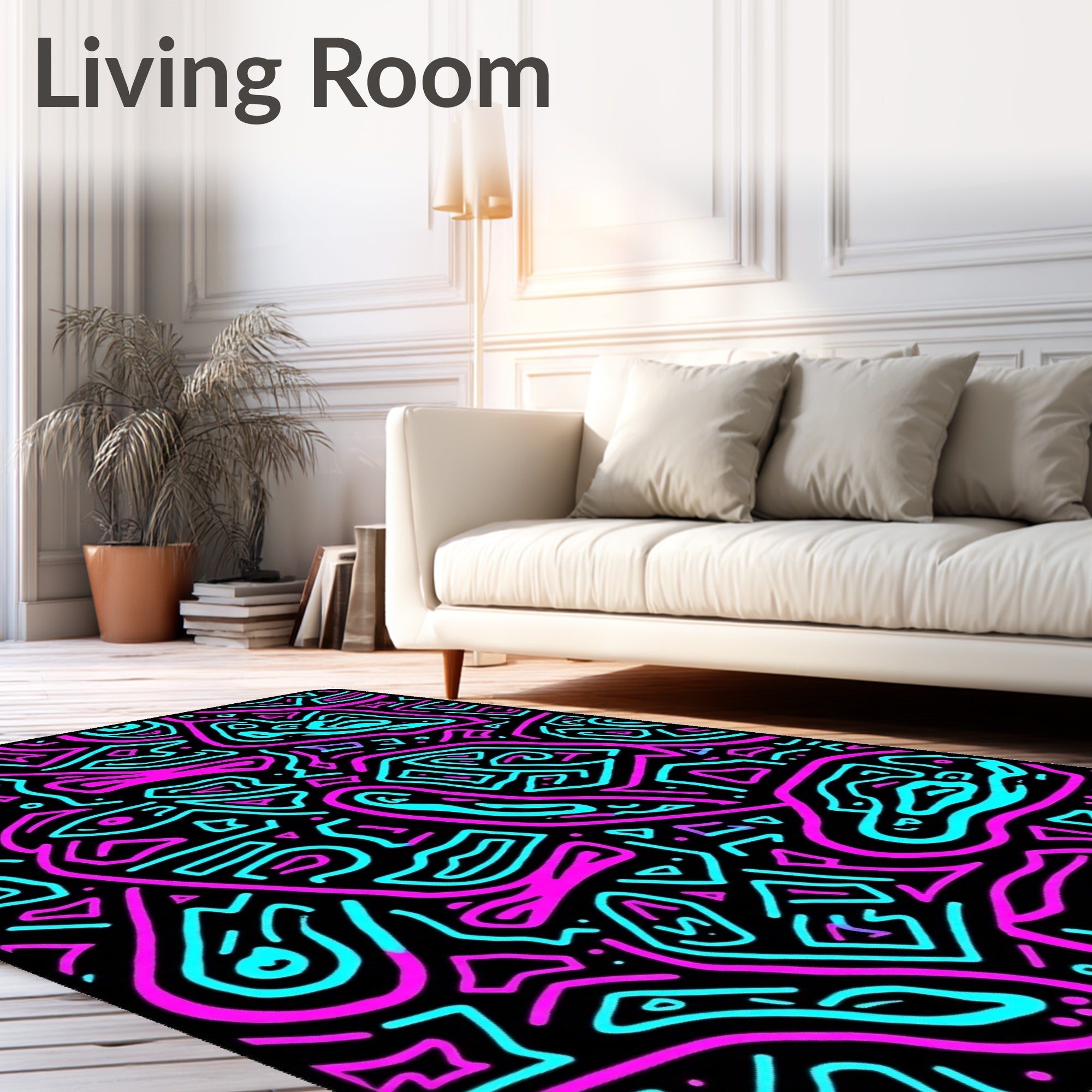 Retro Neo-Tribal Abstract Pattern Rug
