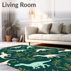 Whimsical Dinosaur Leaves Pattern Rug