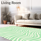 Mint Green Abstract Wavy Lines Pattern Rug