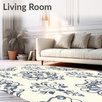 Classic Damask Floral Scroll Pattern Rug