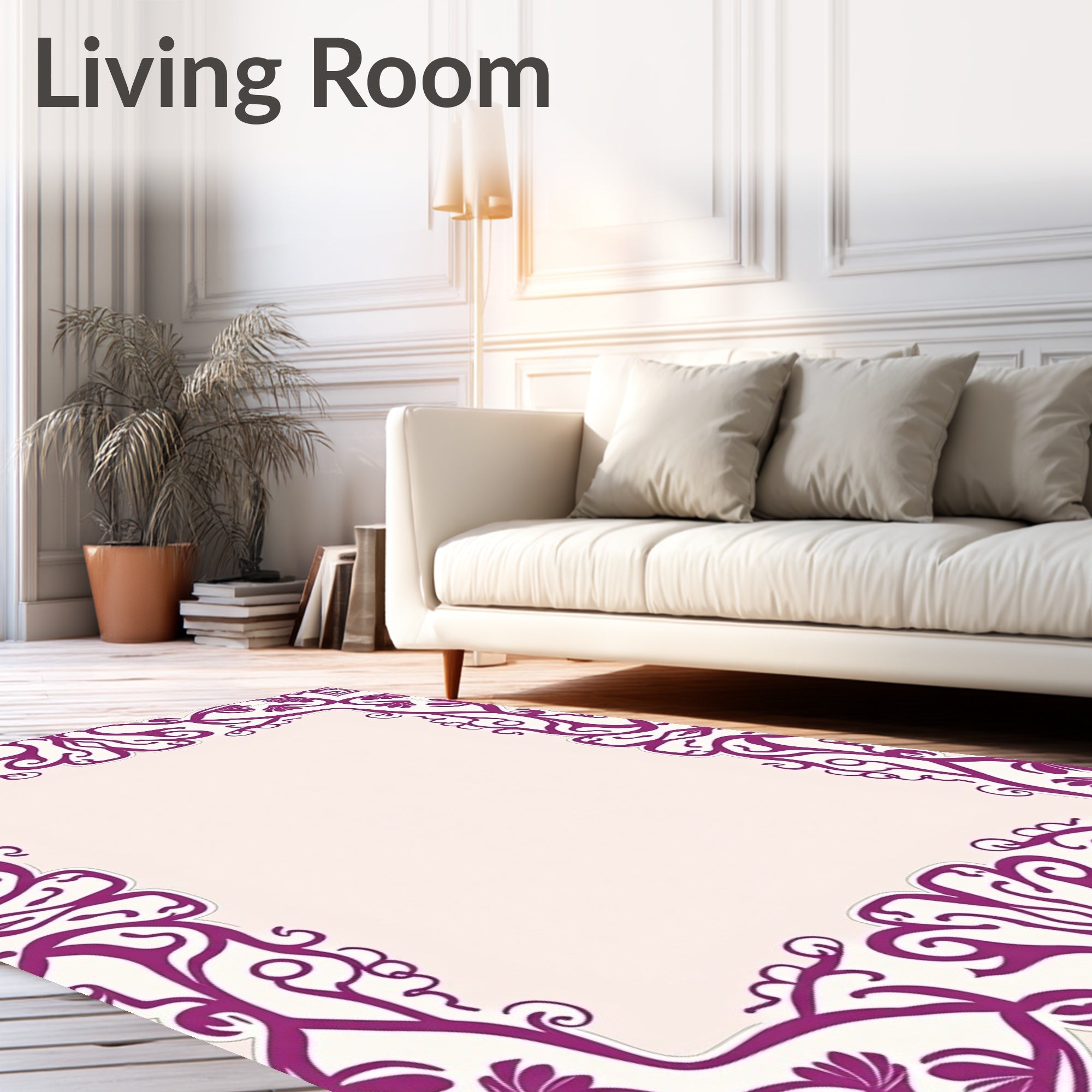 Elegant Purple Floral Border Design Rug