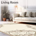 Elegant Floral Scroll Corner Design Rug