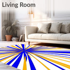 Bold Blue Yellow Starburst Pattern Rug