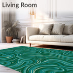 Emerald Green Swirl Art Pattern Rug