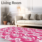 Crimson Floral Vine Mandala Rug