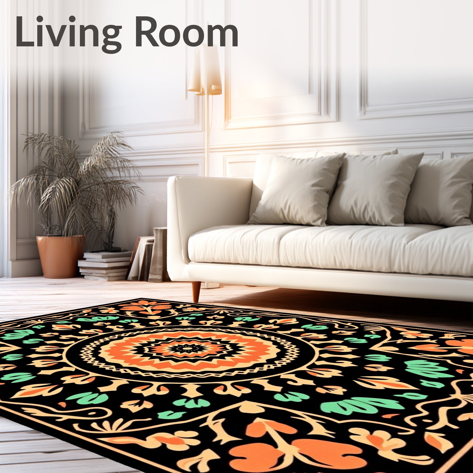 Vibrant Floral Mandala Pattern Rug