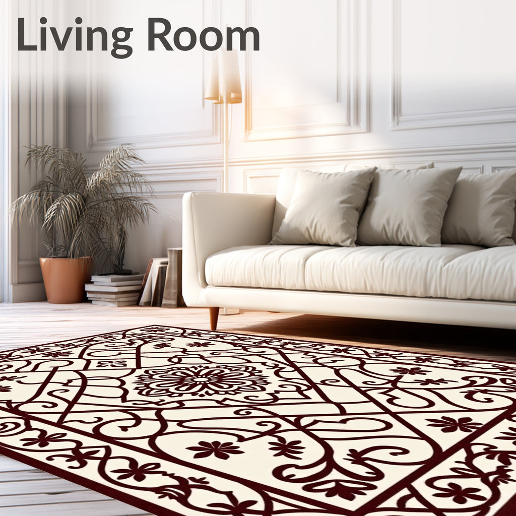Intricate Floral Swirls Geometric Rug