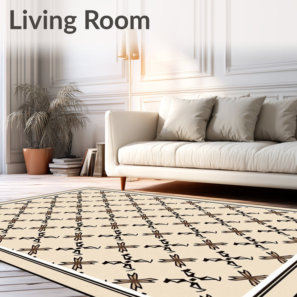 Neutral Geometric Patterned Design Rug
