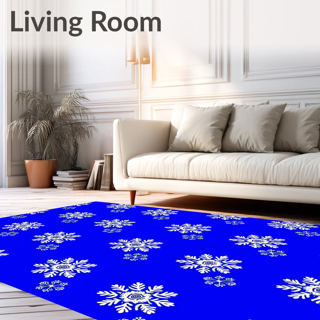 Cool Blue Snowflake Cluster Rug