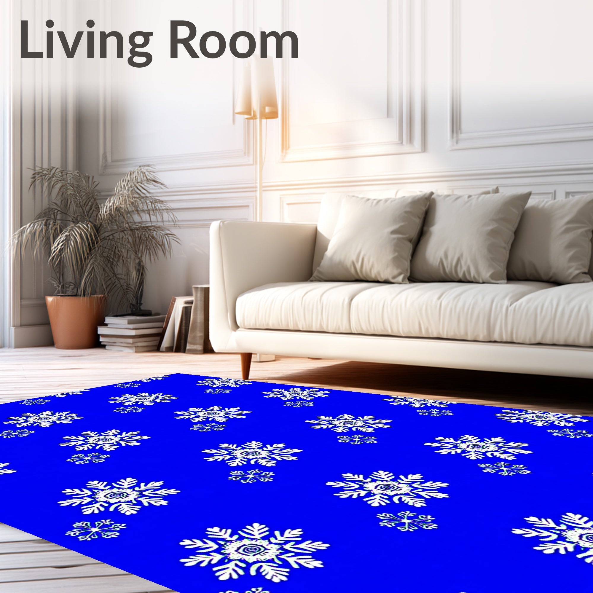 Cool Blue Snowflake Cluster Rug
