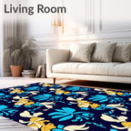 Bold Floral Pattern With Blue Gold Rug