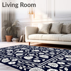 Whimsical White Strawberry Floral Pattern Rug