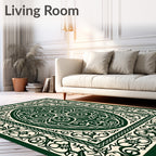 Ornate Floral Scrollwork Oval Pattern Rug