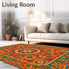 Ornate Floral Scroll Work Design Rug