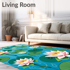 Water Lilies and Lily Pads Print Rug