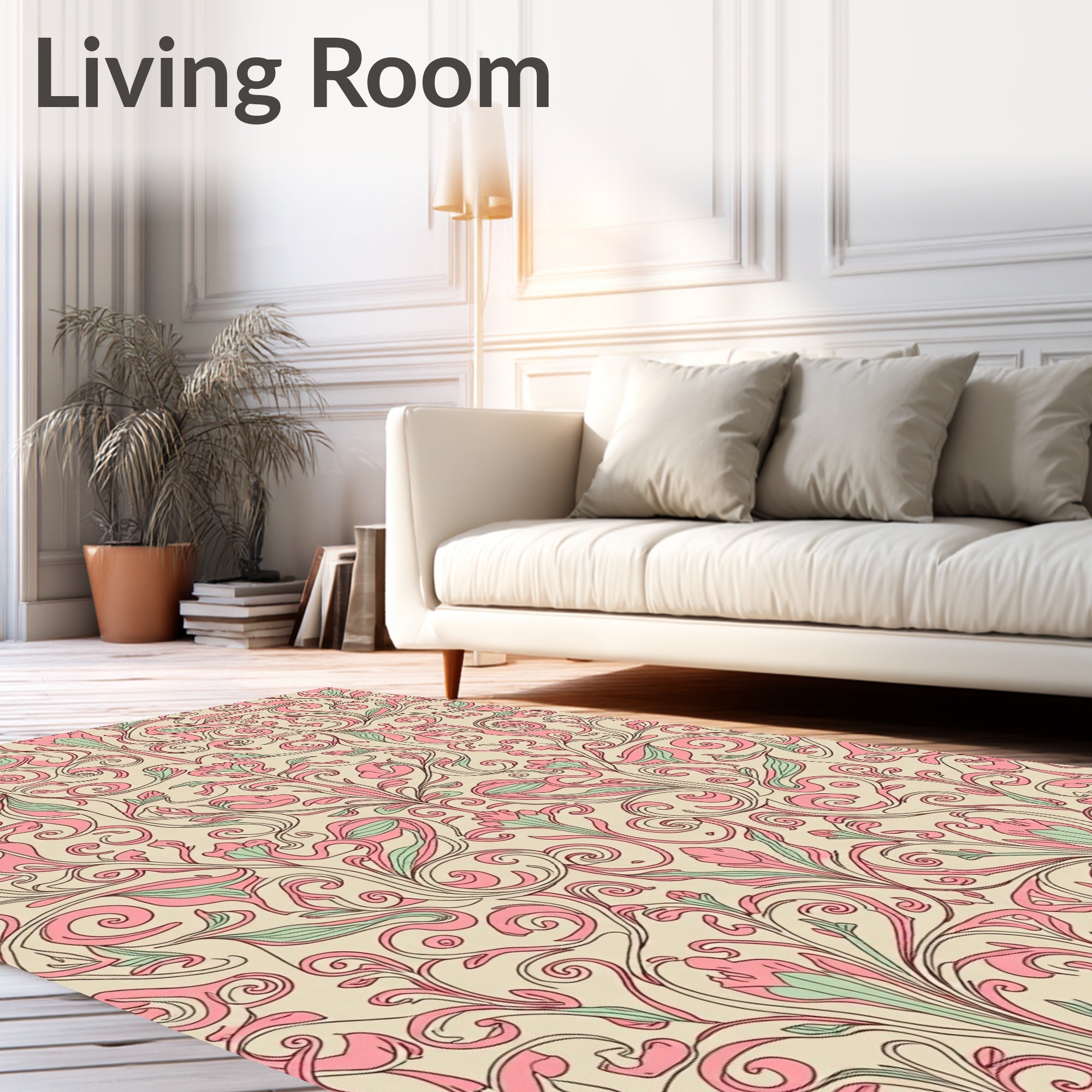 Vintage Floral Swirls Cream Rug