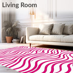 Vibrant Pink Wavy Stripe Pattern Rug