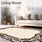 Traditional Ornate Swirls Border Design Rug