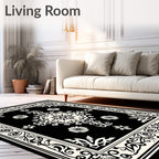 Classic Black and White Floral Medallion Rug