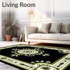 Elegant Green Floral Medallion Rug