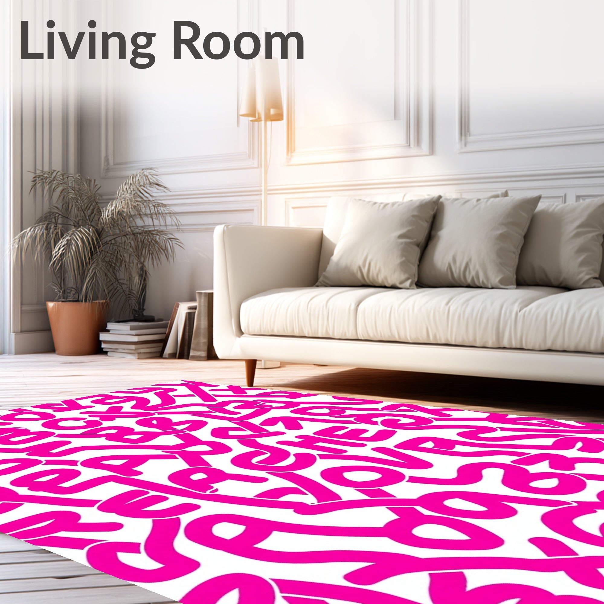 Hot Pink Graffiti Art Pattern Rug