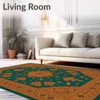 Emerald Orange Floral Medallion Rug