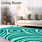 Aqua And Teal Swirl Pattern Rug