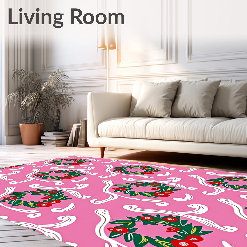 Pink Wreath Garland Floral Repeat Rug
