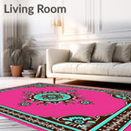 Vibrant Floral Pink Mandala Design Rug