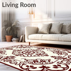 Maroon Floral Inlay Pattern Rug