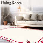 Red Ornate Floral Border Rug